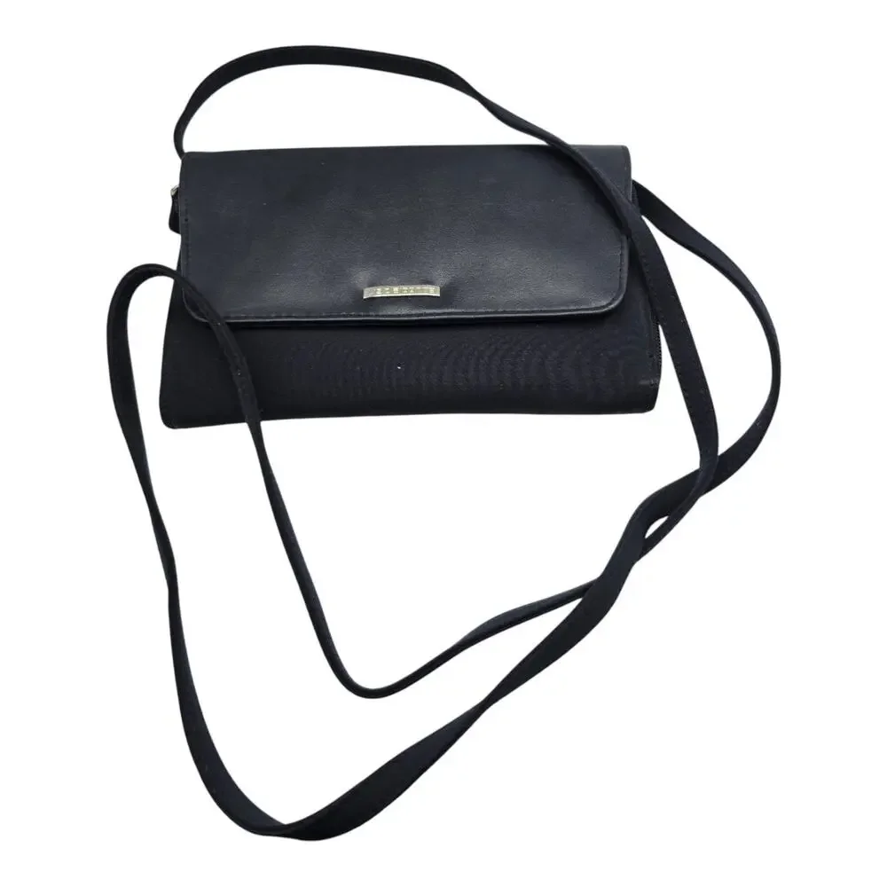 Liz Claiborne Black Travel Organizer Crossbody Wallet Purse Mirror Card Slots